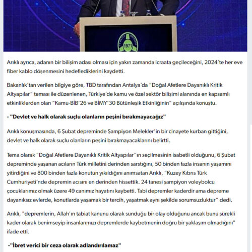 Arıklı: 2024 Yılında Her Eve Fiber-Optik Kablo Projemizi Gerçekleştireceğiz – KIBRIS AYRINTI