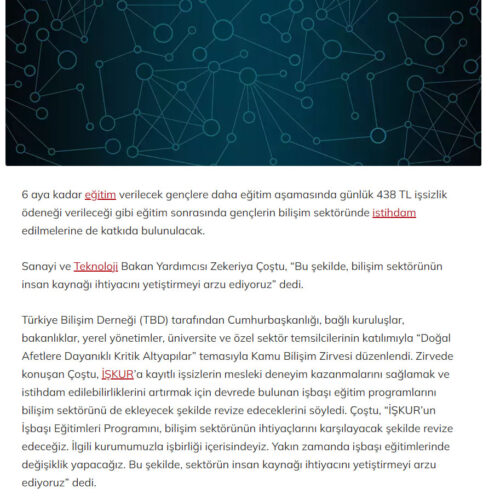 İşsiz Gençlere Bilişim Eğitimleri Verilecek – MİLLİYET