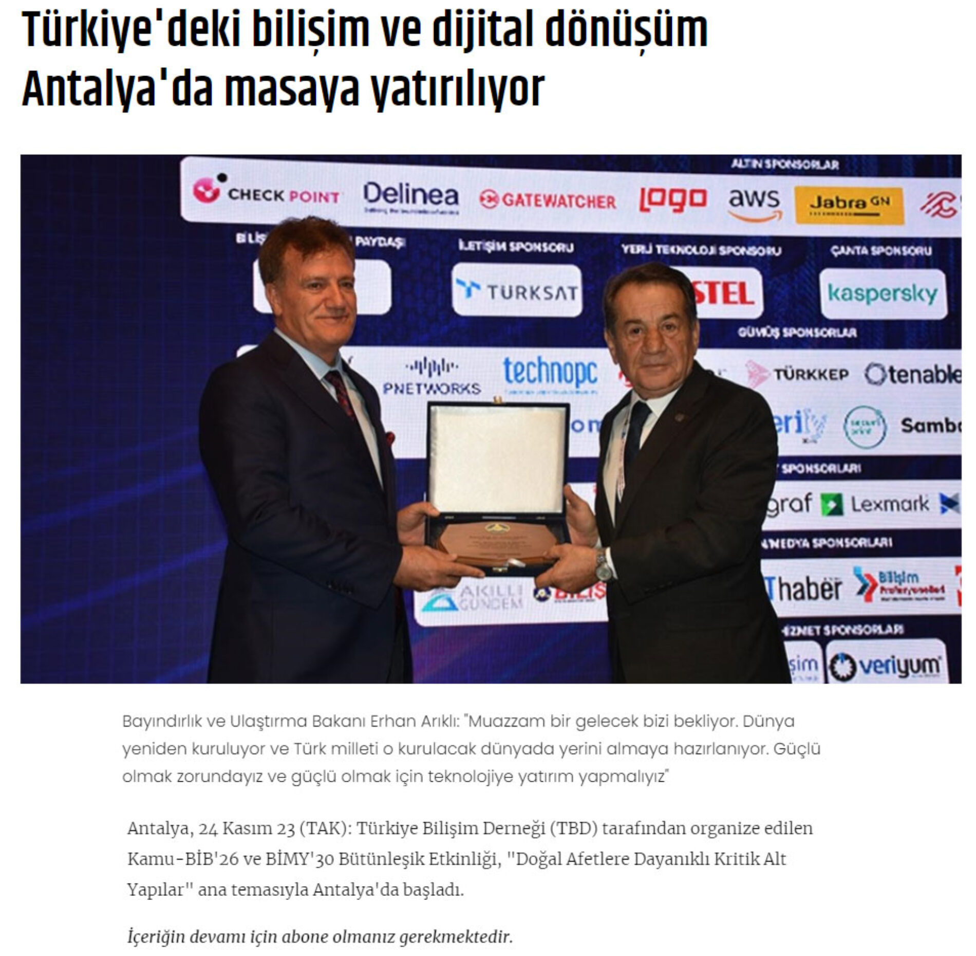 Türkiye’deki Bilişim ve Dijital Dönüşüm Antalya’da Masaya Yatırılıyor – TÜRK AJANSI KIBRIS