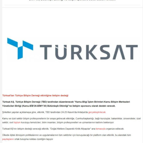 Türksat’tan Türkiye Bilişim Derneği Etkinliğine İletişim Desteği – EKONOMİ DÜNYA