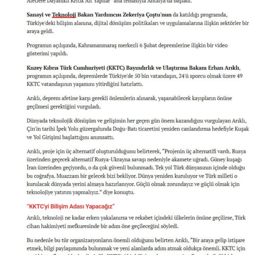 Bilişim ve Dijital Dönüşümün Geleceği Masada – SANAYİ GAZETESİ