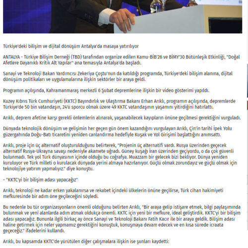Türkiye’deki Bilişim ve Dijital Dönüşüm Antalya’da Masaya Yatırılıyor – BAŞAK GAZETESİ