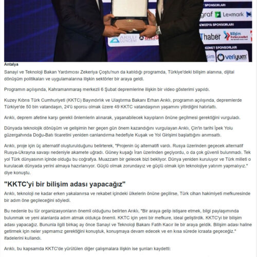 Türkiye’deki Bilişim ve Dijital Dönüşüm Antalya’da Masaya Yatırılıyor – DİK GAZETE