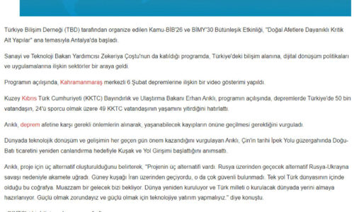 Türkiye’deki Bilişim ve Dijital Dönüşüm Antalya’da Masaya Yatırılıyor – EN SON DAKİKA
