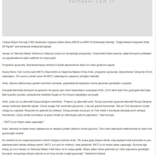 Türkiye’deki Bilişim ve Dijital Dönüşüm Antalya’da Masaya Yatırılıyor – NETHABER