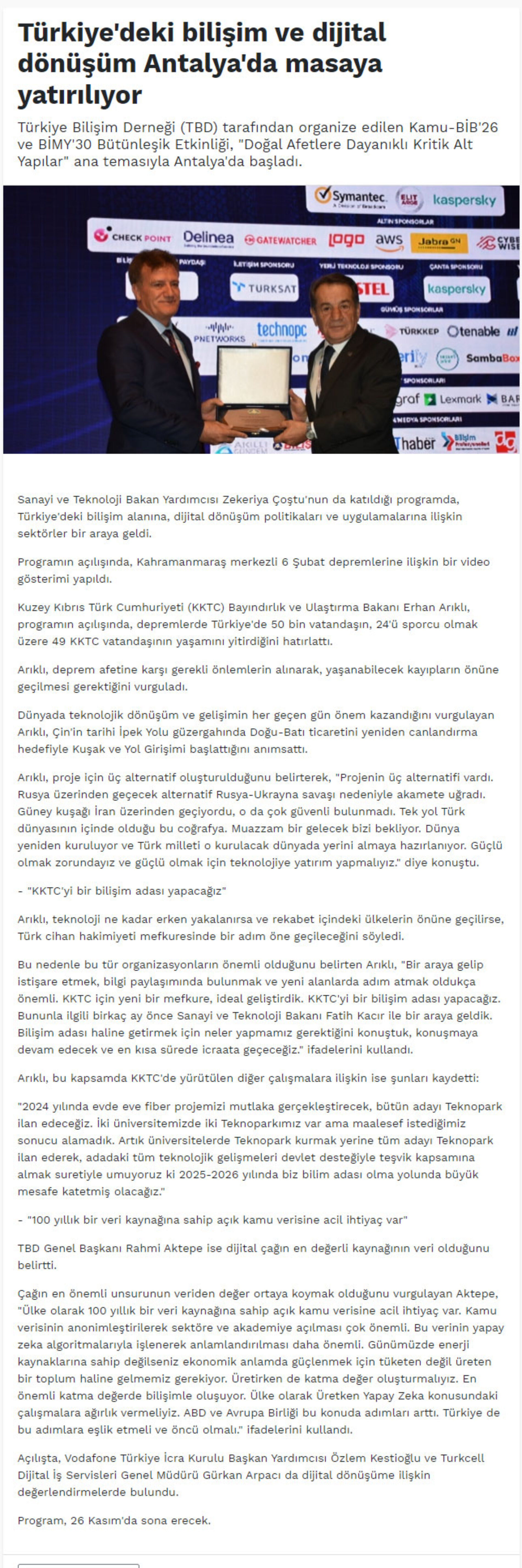 Türkiye’deki Bilişim ve Dijital Dönüşüm Antalya’da Masaya Yatırılıyor – RADYO 80