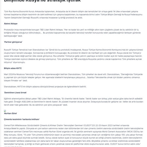 Bilişimde Rusya ile Stratejik İştirak – DEEBİNET