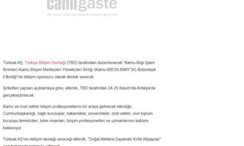 Türksat’tan Türkiye Bilişim Derneği Etkinliğine İletişim Desteği – CANLI GASTE