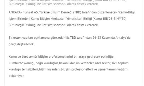 Türksat’tan Türkiye Bilişim Derneği Etkinliğine İletişim Desteği – DİYADİNNET