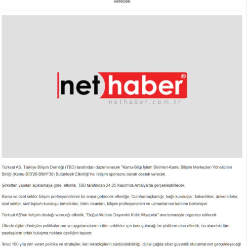 Türksat’tan Türkiye Bilişim Derneği Etkinliğine İletişim Desteği – NETHABER