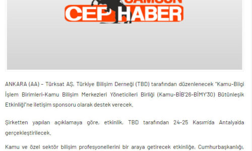 Türksat’tan Türkiye Bilişim Derneği Etkinliğine İletişim Desteği – SAMSUN CEP HABER