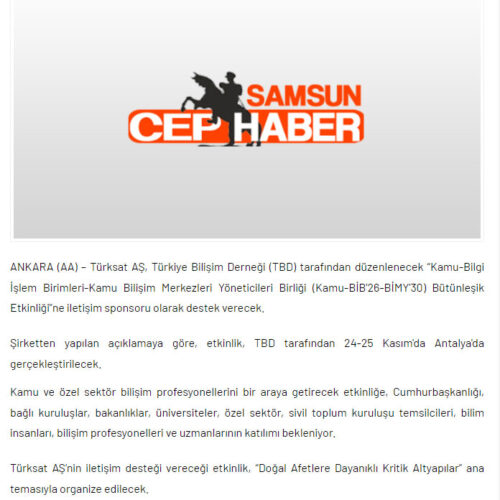 Türksat’tan Türkiye Bilişim Derneği Etkinliğine İletişim Desteği – SAMSUN CEP HABER