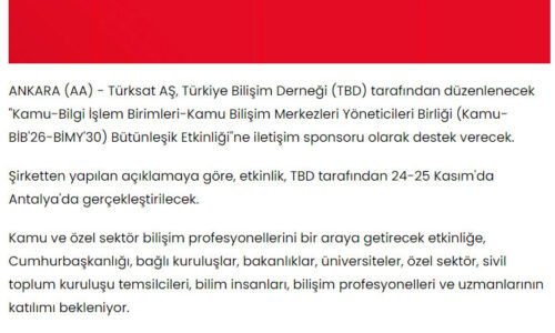 Türksat’tan Türkiye Bilişim Derneği Etkinliğine İletişim Desteği – URFADA BUGÜN